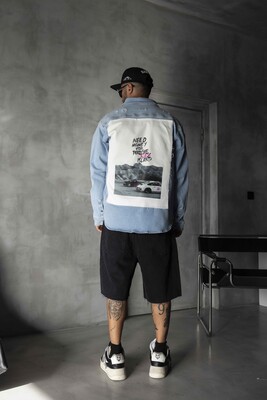 Black Island - PORCHE PRINTED DENIM JACKET BLUE 17125