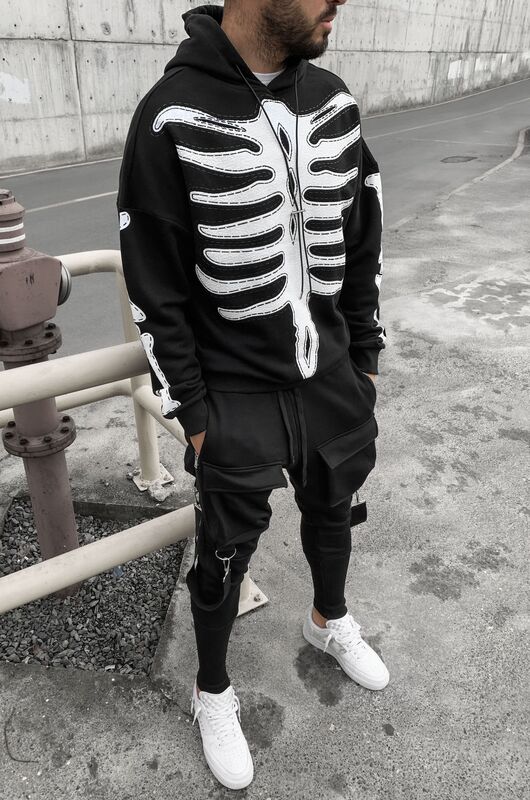 skeleton printed black hoodie 1341 (1)