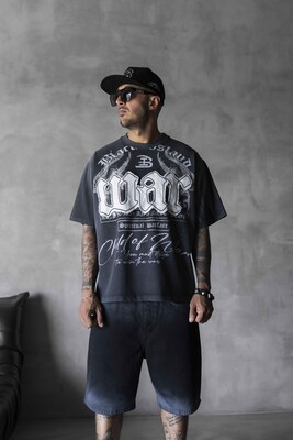 Printed Applique Black T-shirt 1896 - Thumbnail (2)