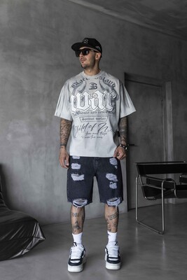 Black Island - Printed Applique Gray T-shirt 1896