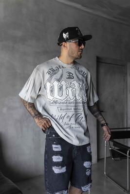 Black Island - Printed Applique Gray T-shirt 1896 (1)