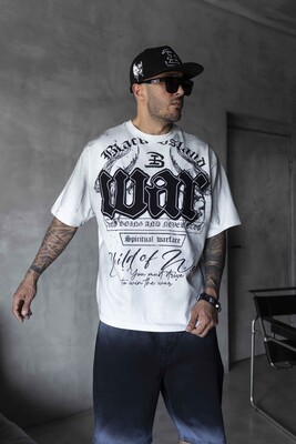 Black Island - Printed Applique White T-shirt 1896 (1)