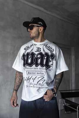 Printed Applique White T-shirt 1896 - Thumbnail (2)