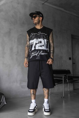 Black Island - Printed Black Singlet 1883