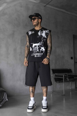Black Island - Printed Black Singlet 1885
