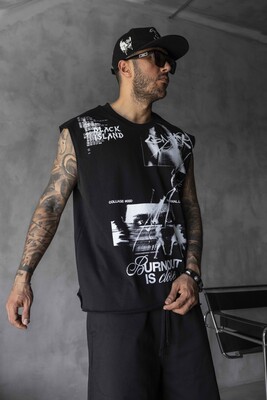Printed Black Singlet 1885 - Thumbnail (2)