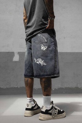 Black Island - Printed Denim Short Blue 17270-1 (1)