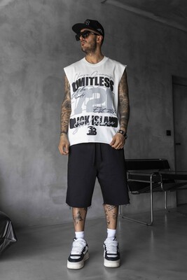 Black Island - Printed White Singlet 1883