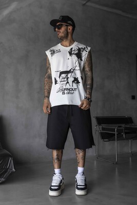 Black Island - Printed White Singlet 1885