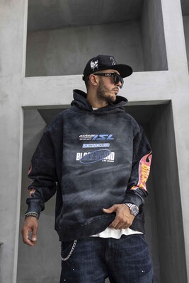 Black Island - Racing Club Printed Black Hoodie 1944 (1)