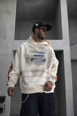 Black Island - Racing Club Printed White Hoodie 1944 (1)