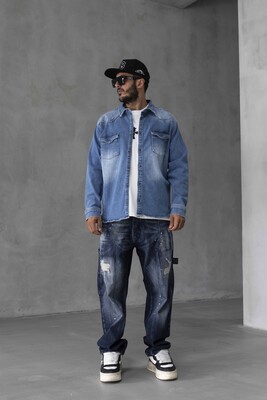 RIHANNA PRINTED DENIM JACKET BLUE 16965 - Thumbnail (2)