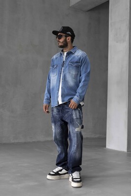 RIHANNA PRINTED DENIM JACKET BLUE 16965 - Thumbnail (3)