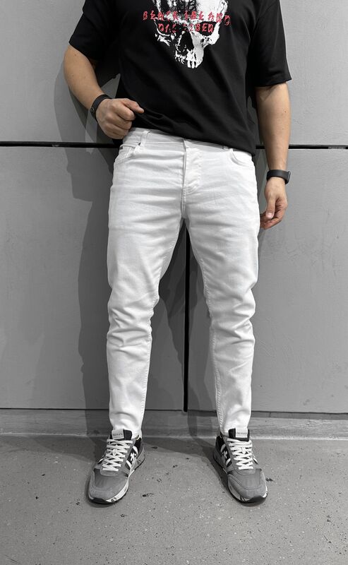 Black Island Slim Fit White Jeans 16196 (1)