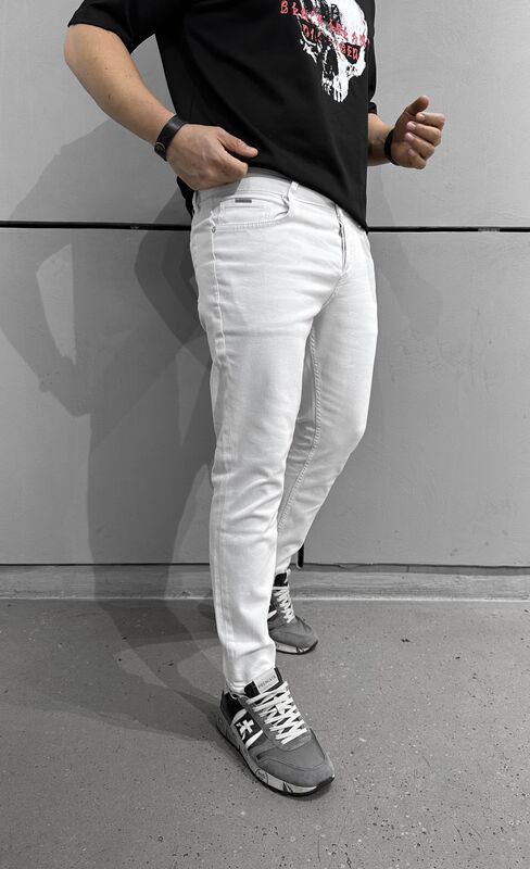 Black Island Slim Fit White Jeans 16196 (3)