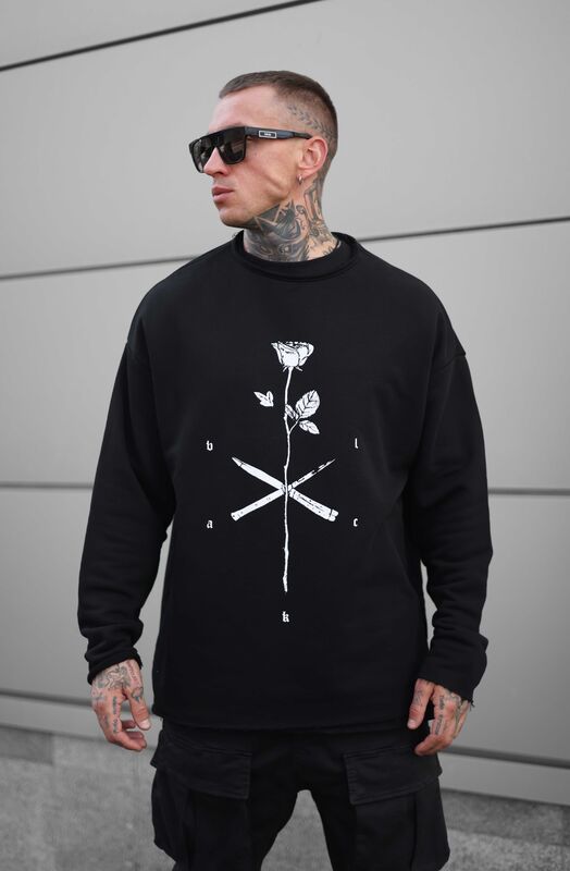 Rose Printed Black Sweatshirt 1315 (1)