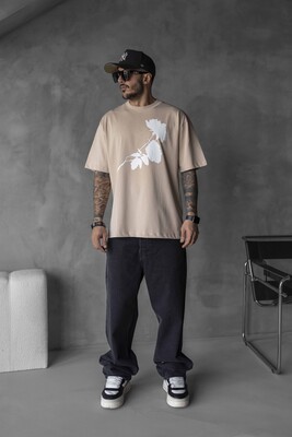 Black Island - ROSE PRINTED T-SHIRT BEIGE 1768