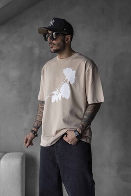Black Island - ROSE PRINTED T-SHIRT BEIGE 1768 (1)