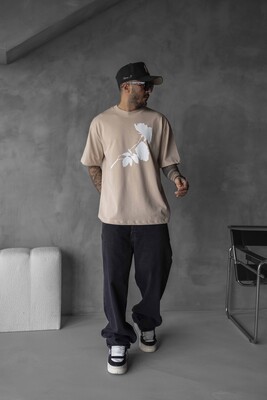 ROSE PRINTED T-SHIRT BEIGE 1768 - Thumbnail (2)