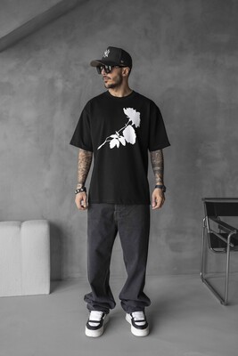 Black Island - ROSE PRINTED T-SHIRT BLACK 1768