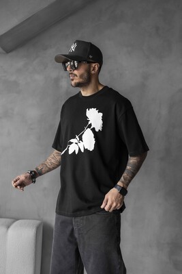 Black Island - ROSE PRINTED T-SHIRT BLACK 1768 (1)