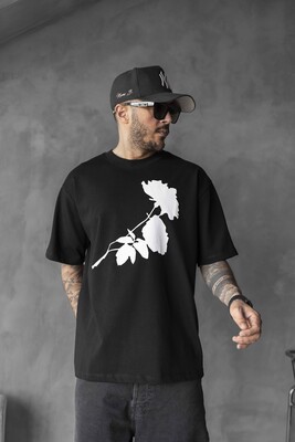 ROSE PRINTED T-SHIRT BLACK 1768 - Thumbnail (2)