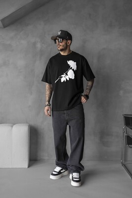 ROSE PRINTED T-SHIRT BLACK 1768 - Thumbnail (3)