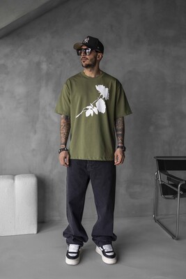 Black Island - ROSE PRINTED T-SHIRT GREEN 1768