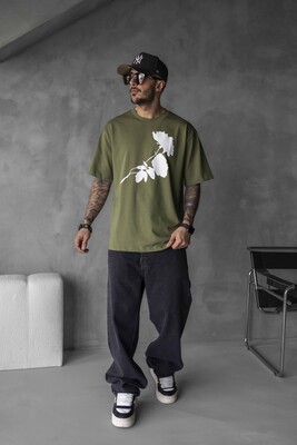 ROSE PRINTED T-SHIRT GREEN 1768 - Thumbnail (2)