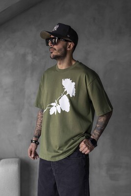 Black Island - ROSE PRINTED T-SHIRT GREEN 1768 (1)