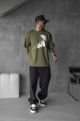 ROSE PRINTED T-SHIRT GREEN 1768 - Thumbnail (3)