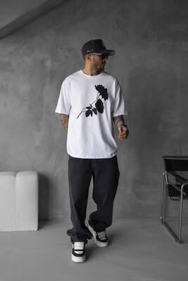 ROSE PRINTED T-SHIRT WHITE 1768 - Thumbnail (2)
