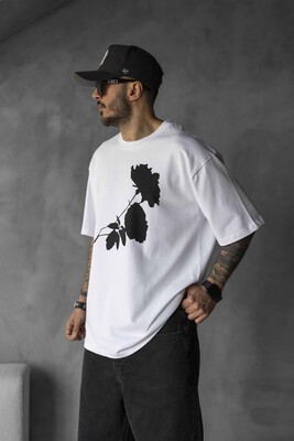 ROSE PRINTED T-SHIRT WHITE 1768 - Thumbnail (3)