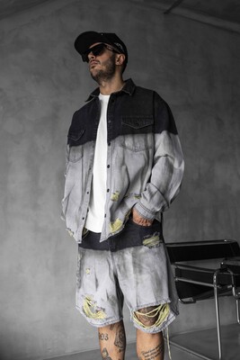 Denim Shirts & Shorts Gray 17134-35 - Thumbnail (5)