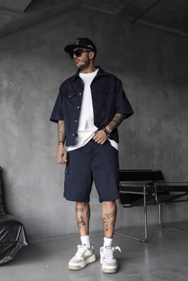 Shirts & Shorts Navy Blue 17129-28 - Thumbnail (3)