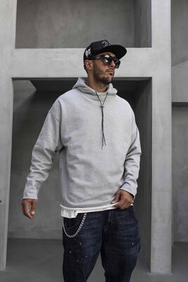 Black Island - Short Asymmetric Zip Hoodie Gray 1484 (1)