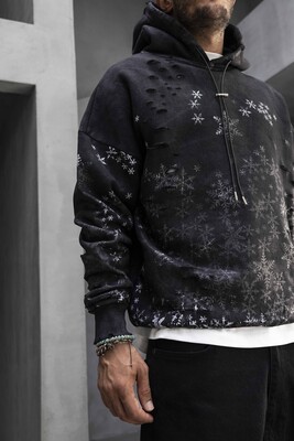 Snowflake Black Hoodie 1351 - Thumbnail (2)