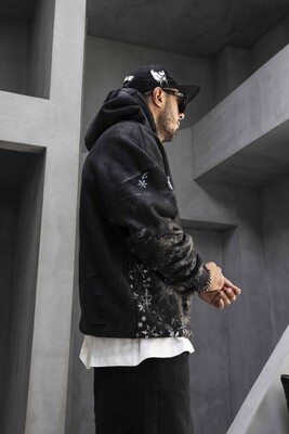 Snowflake Black Hoodie 1351 - Thumbnail (3)