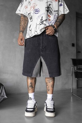 Black Island - Split Denim Short Black 17240