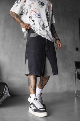 Black Island - Split Denim Short Black 17240 (1)
