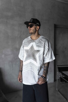 Star Applique White T-shirt 1877 - Thumbnail (3)