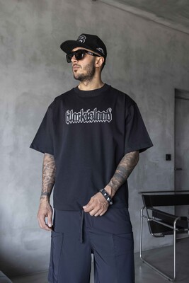 Stone Printed T-Shirt Black 1899 - Thumbnail (2)