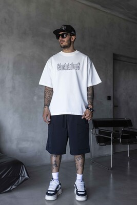 Black Island - Stone Printed T-Shirt White1899