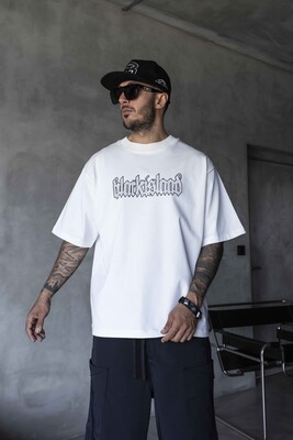 Black Island - Stone Printed T-Shirt White1899 (1)