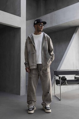 Black Island - Stoned Printed Tracksuit Gray 1931-34