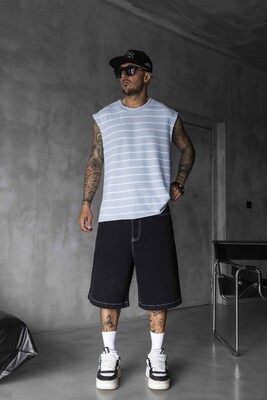 Black Island - Striped Babyblue Singlet 1897
