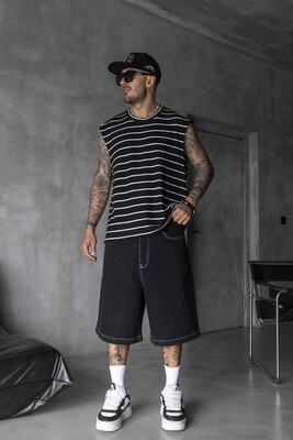 Black Island - Striped Black Singlet 1897