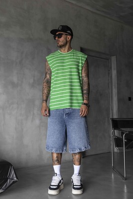 Black Island - Striped Green Singlet 1897