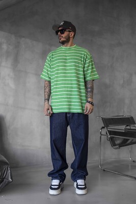 Black Island - STRIPED T-SHIRT GREEN 1635
