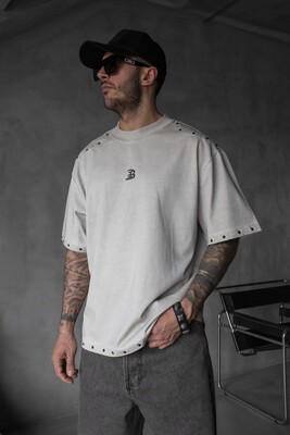 Black Island - Studded Edge T-Shirt - Washed White 1838 (1)